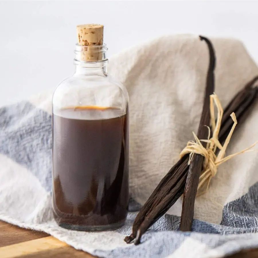 Close-up of vanilla paste texture with visible ground vanilla seeds